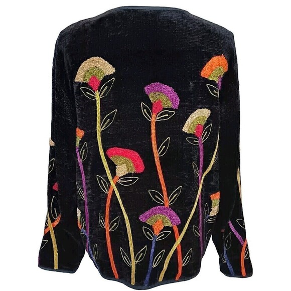 VTG LIFE STYLE Women's Black/Multicolor Button-Up Jacket Size S 1990s - Picture 3 of 9